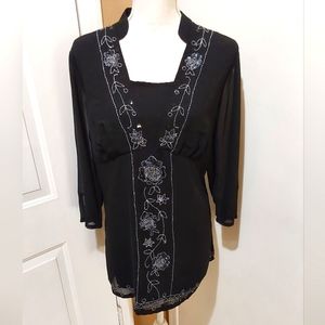🌺 Like New Antthony Embelished Black Blouse